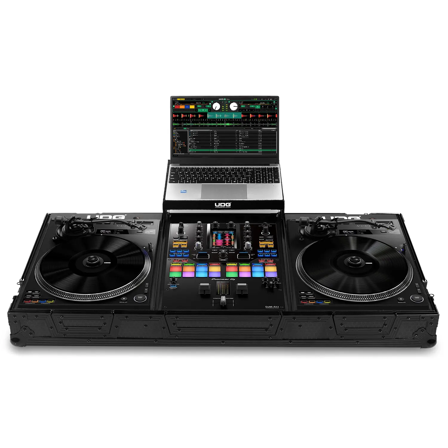 UDG Ultimate Plus 唱盤套裝飛行箱 - 黑 (帶輪和筆電架) U91098BL