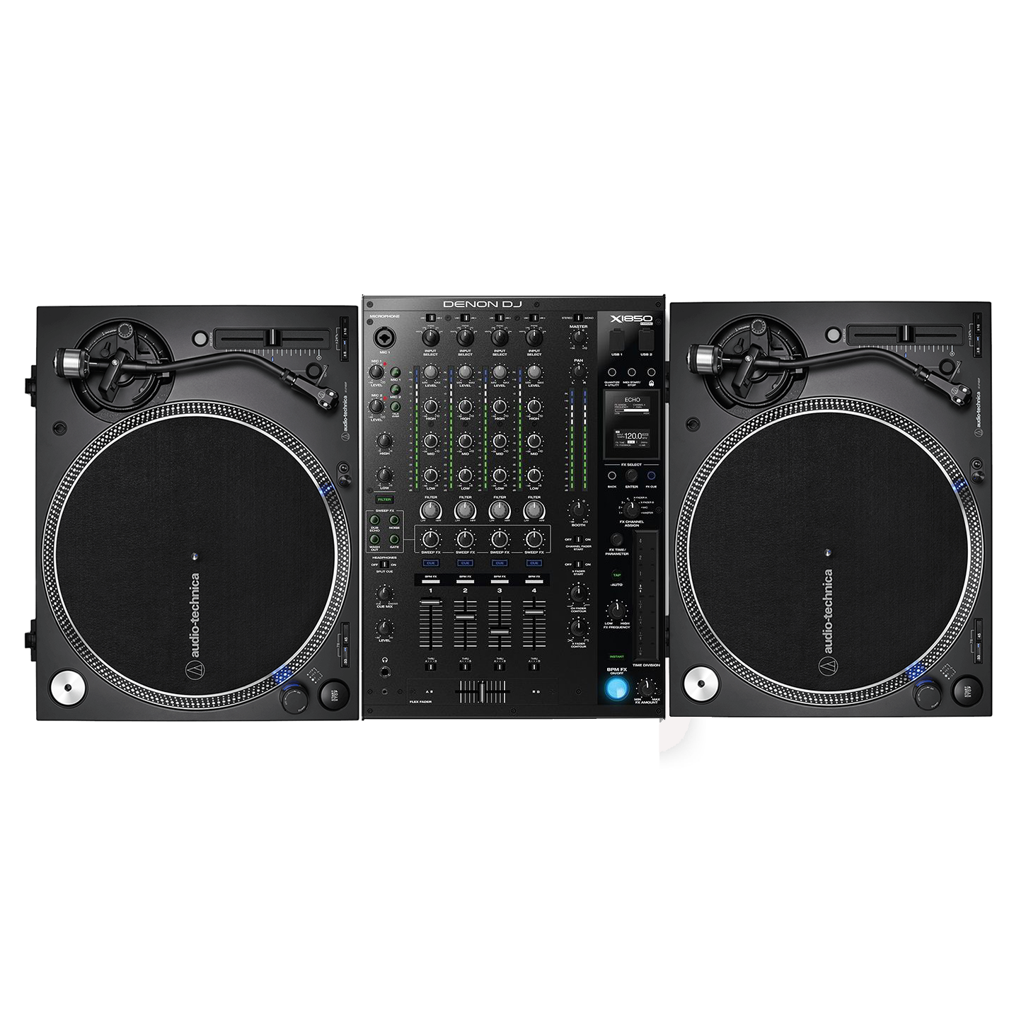 DENON DJ X1850 混音器+ AT-LP140XP 黑膠唱盤套裝